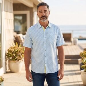 Tommy Bahama Veracruz Cay Mens 2XLB Martini Print Short Sleeve Button Down Shirt